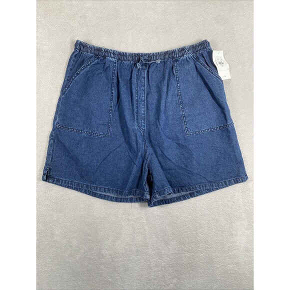 New GW Sport Pull On Blue Denim Shorts Women's 3X Stretch elastic Waist Drawstri - Picture 1 of 7